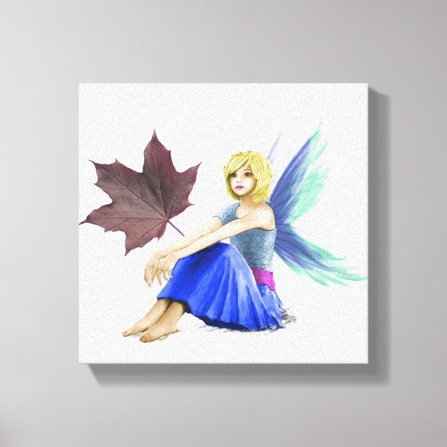 Crimson King Maple Tree Fairy mit Leaf Leinwanddruck (Vorderseite)