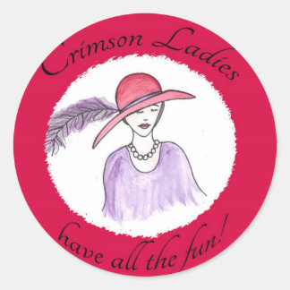 Crimson Ladys haben Spaß Runder Aufkleber