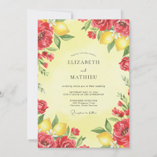 Crimson Lemon Citrus Eukalyptus Hochzeit Einladung