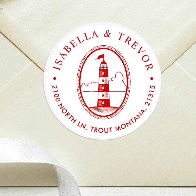 Crimson Lighthouse | Nautical Themed Crimson Runder Aufkleber (Von Creator hochgeladen)