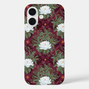 Crimson Lotus Elegance Muster - Der weiße Lotus iPhone 16 Hülle
