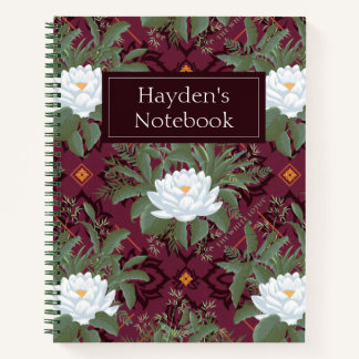 Crimson Lotus Elegance Muster - Der weiße Lotus Notizbuch