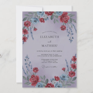 Crimson Mauve Petal Hochzeit Einladung