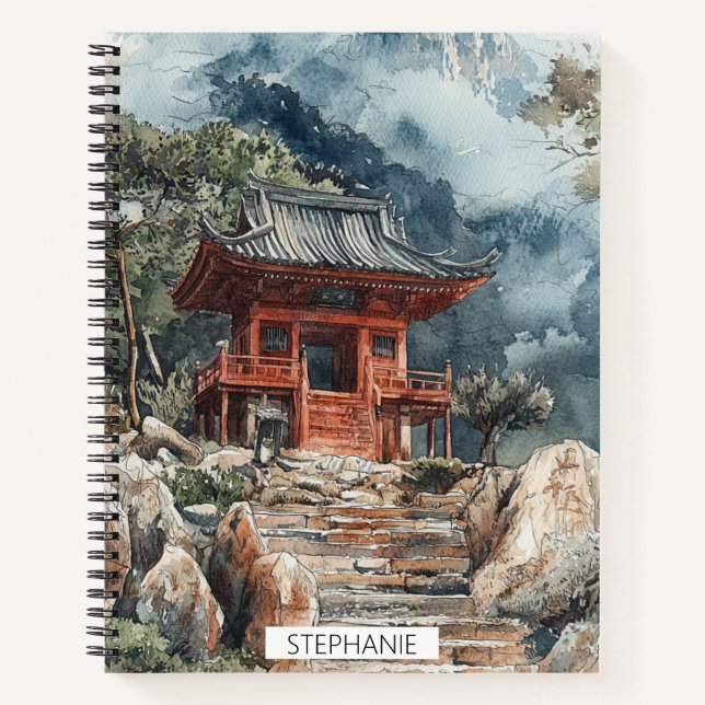 Crimson Mountain Pagode Tuschwaschung (2) Notizbuch (Vorderseite)