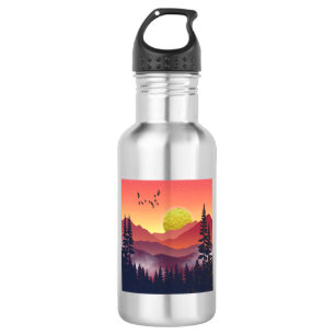 Crimson Mountains Landschaft Edelstahlflasche