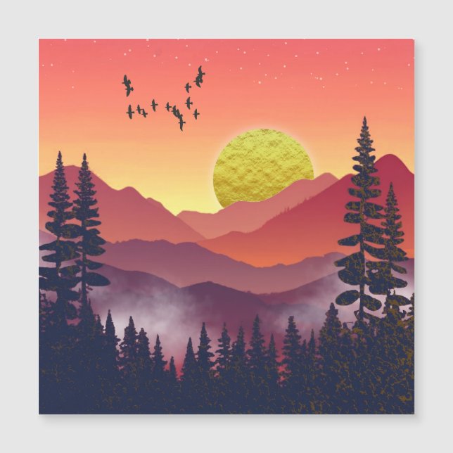 Crimson Mountains Landschaft Magnetkarte (Vorderseite)