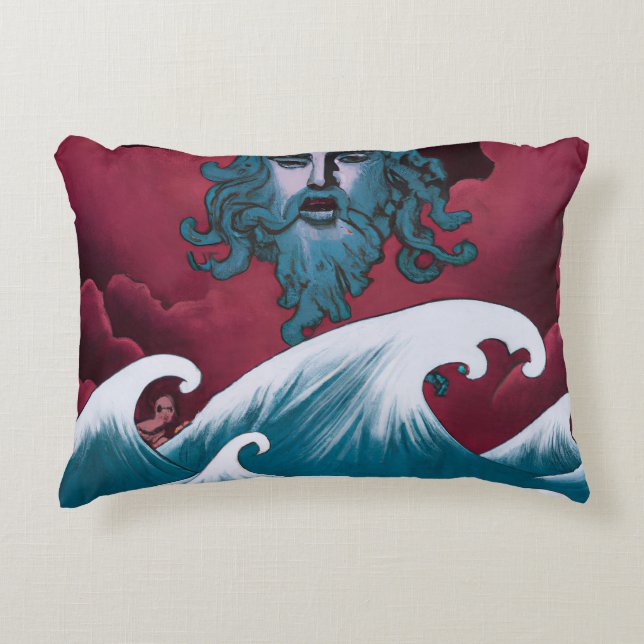 Crimson Neptune Ölgemälde Dekokissen (Vorderseite)