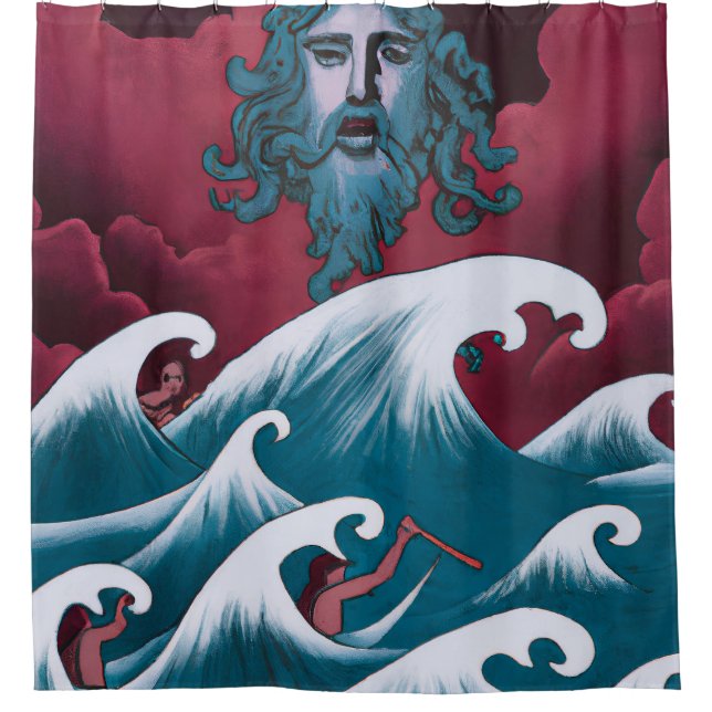 Crimson Neptune Ölgemälde Duschvorhang (Vorderseite)