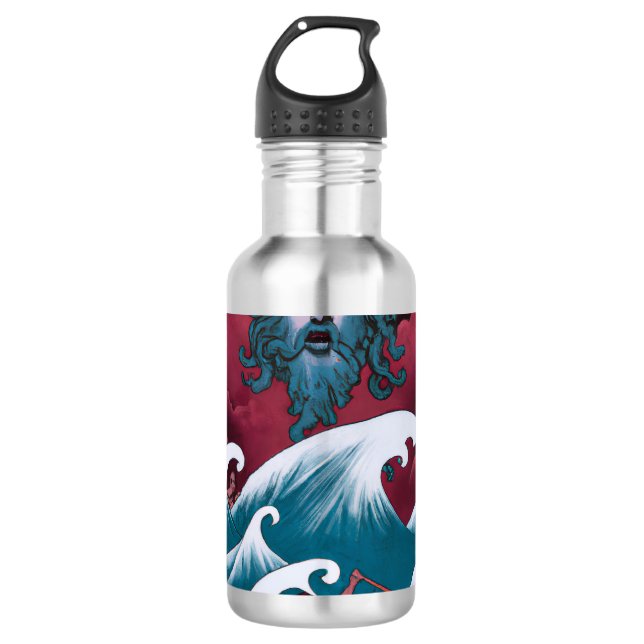 Crimson Neptune Ölgemälde Edelstahlflasche (Vorderseite)