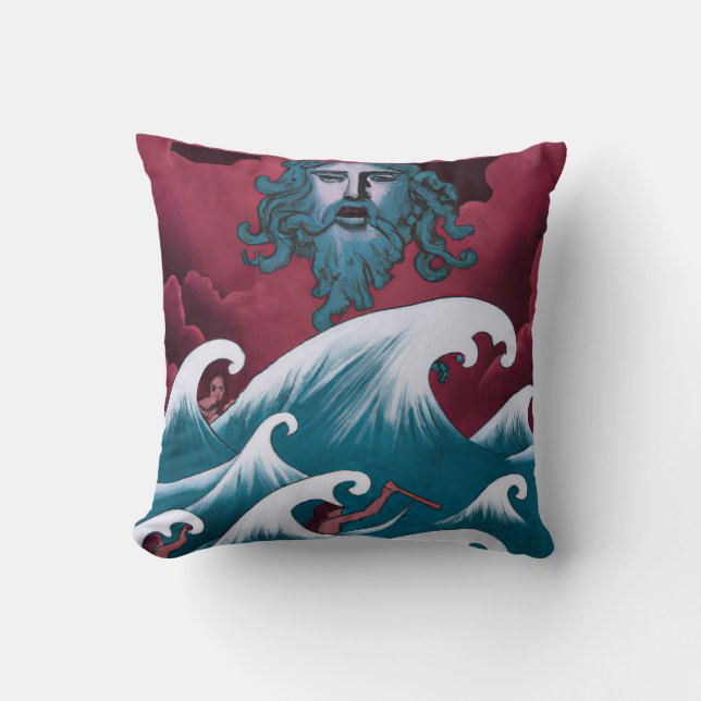 Crimson Neptune Ölgemälde Kissen (Vorderseite)