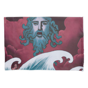 Crimson Neptune Ölgemälde Kissenbezug