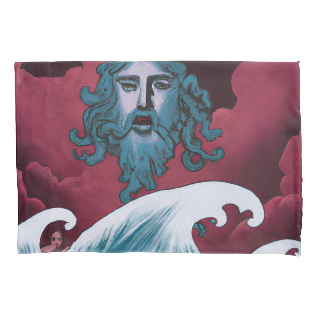 Crimson Neptune Ölgemälde Kissenbezug (Vorderseite)