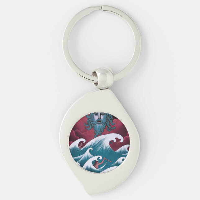 Crimson Neptune Ölgemälde Schlüsselanhänger (Vorderseite)