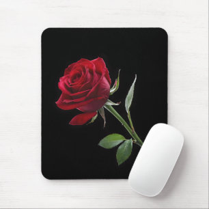 Crimson on Ebony: Die Single-Rote Rose, Mousepad