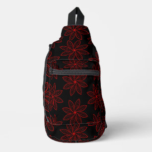 Crimson Pattern auf schwarz Crossbody Bag
