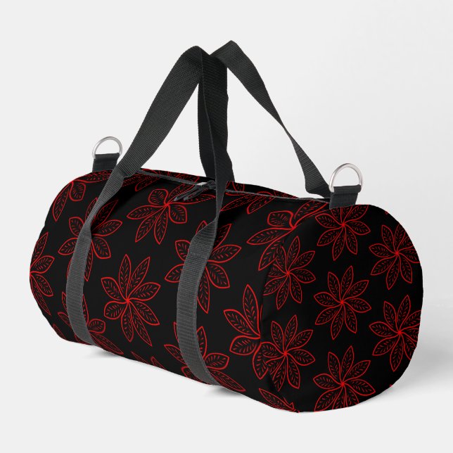 Crimson Pattern auf schwarz Duffle Bag (Linke Seite)