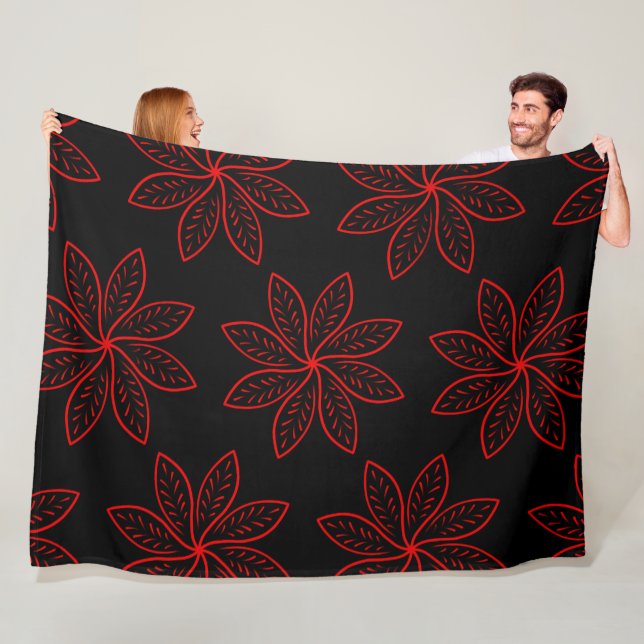 Crimson Pattern auf schwarz Fleecedecke (Beispiel)