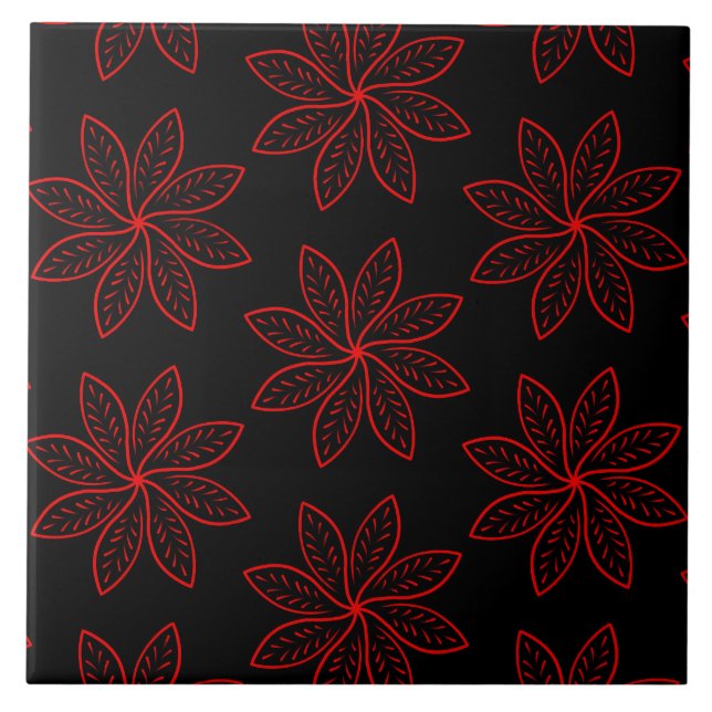 Crimson Pattern auf schwarz Fliese (Vorderseite)