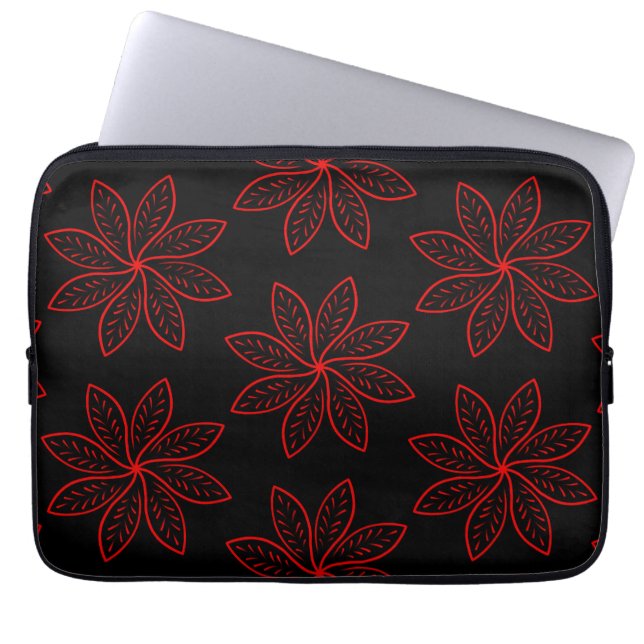 Crimson Pattern auf schwarz Laptopschutzhülle (Vorderseite)