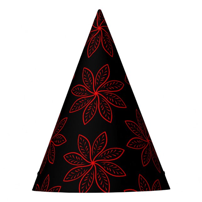 Crimson Pattern auf schwarz Partyhütchen (Vorderseite)