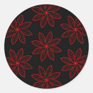 Crimson Pattern auf schwarz Runder Aufkleber