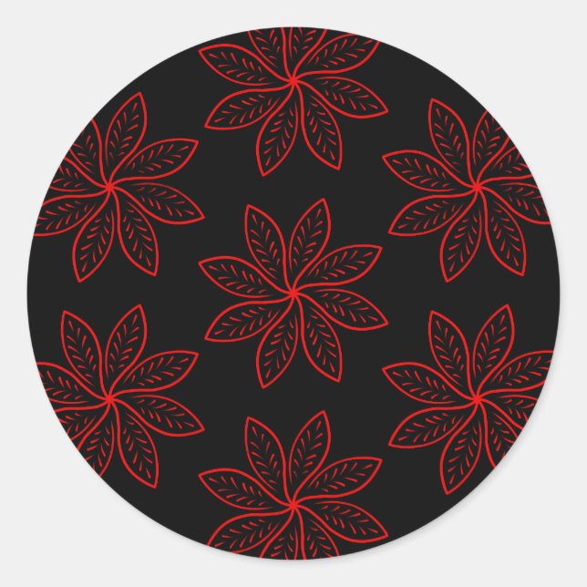 Crimson Pattern auf schwarz Runder Aufkleber (Vorderseite)