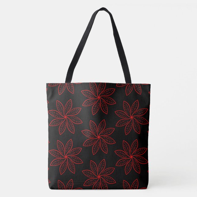 Crimson Pattern auf schwarz Tasche (Vorderseite)