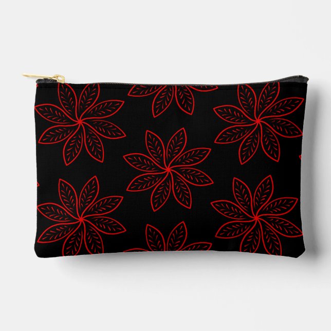 Crimson Pattern auf schwarz Zubehörtasche (Vorderseite)