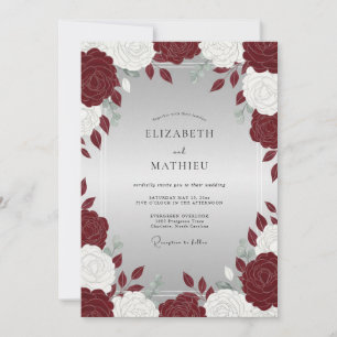 Crimson Peony Silberhochzeit Einladung