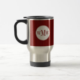Crimson Pinstripe Monogram Tasse