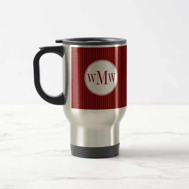 Crimson Pinstripe Monogram Tasse (Links)