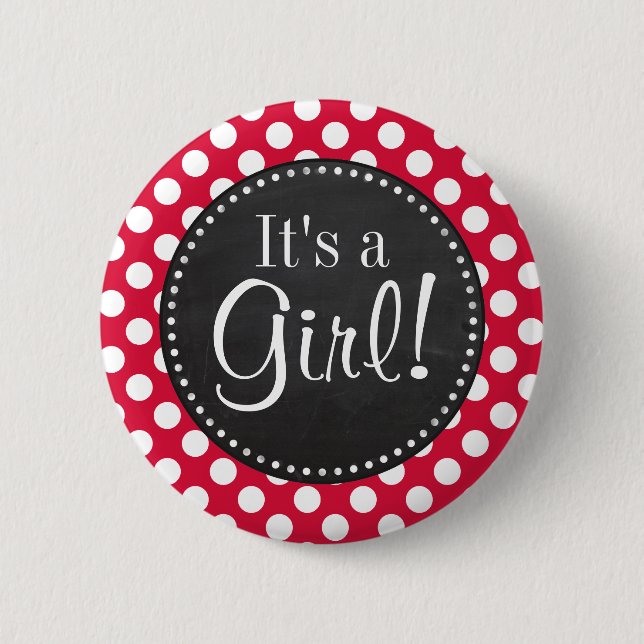 Crimson Polka Dots; Chalkboard-Look Button (Vorderseite)