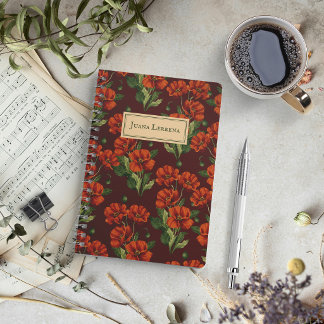 Crimson Poppies Dark Botanical Notizbuch