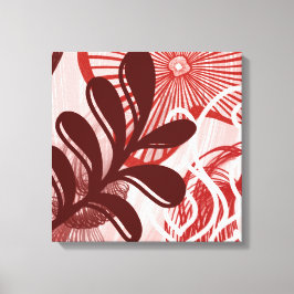 Crimson Radiance – Abstract Botanical Sunburst Art Leinwanddruck