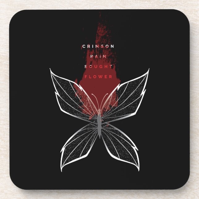 Crimson Rain Gesuchte Blume (eng) Getränkeuntersetzer (Vorderseite)