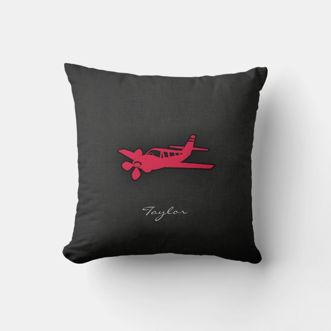 Crimson Red Airplane Kissen (Vorderseite)