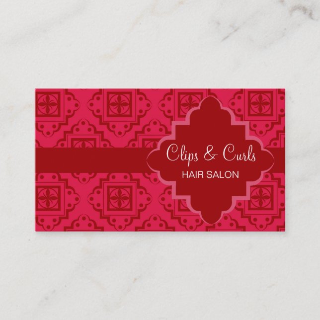 Crimson Red Arabesque marokkanische Grafik Visitenkarte (Vorderseite)