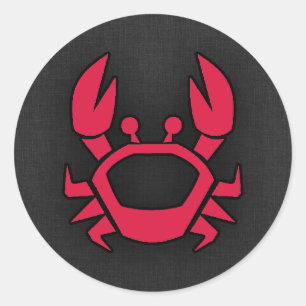 Crimson Red Crab Runder Aufkleber