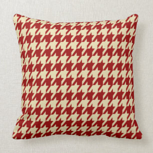Crimson Red & Cream Hahnentrittmuster Large Tiles Kissen