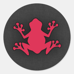 Crimson Red Frog Runder Aufkleber