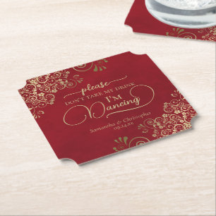 Crimson Red & Gold Nehmt mir nicht die Hochzeit me Untersetzer