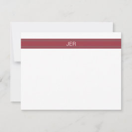 Crimson Red, Grauweiße Mit Monogramm Namensinitial Mitteilungskarte