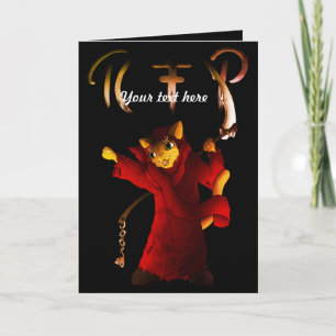 Crimson Red Grim Sensenmann Cat Karte