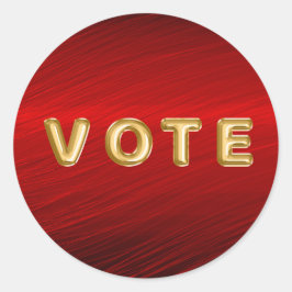 Crimson Red Metallic Graphic Vote Runder Aufkleber