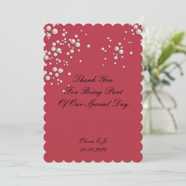 CRIMSON RED PEARL DANKT IHNEN, DASS SIE FÜR DAS WE SAVE THE DATE (Stehend Vorderseite)