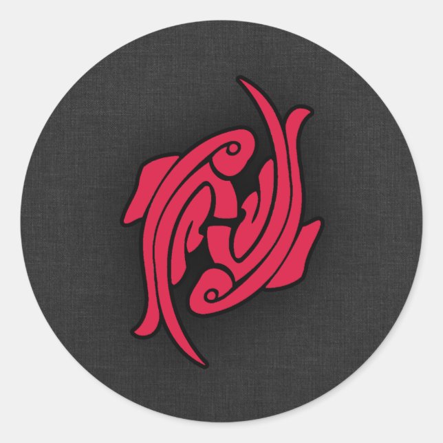 Crimson Red Pisces Runder Aufkleber (Vorderseite)