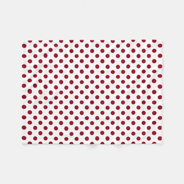 Crimson Red Polka Dots Circles Fleecedecke (Vorderseite (Horizontal))