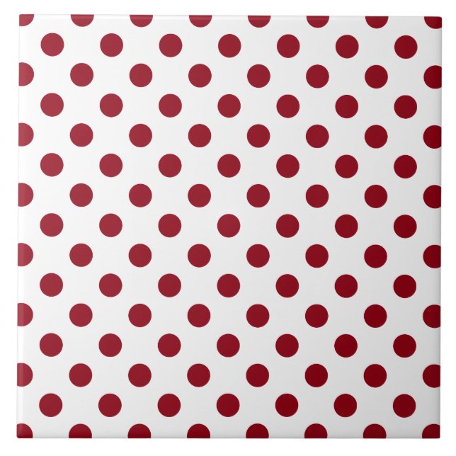Crimson Red Polka Dots Circles Fliese (Vorderseite)