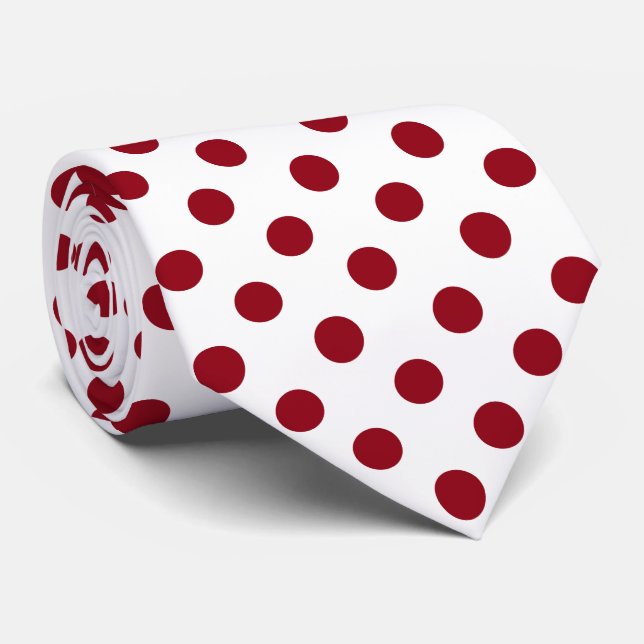 Crimson Red Polka Dots Circles Krawatte (Gerollt)
