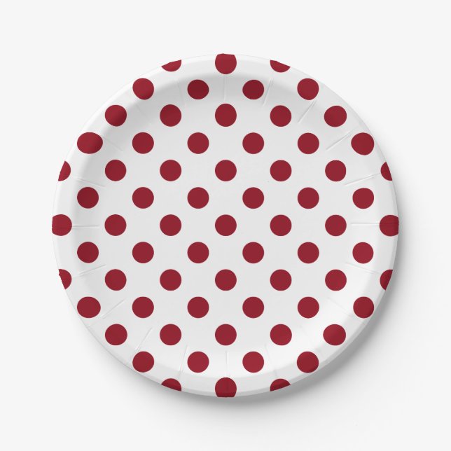 Crimson Red Polka Dots Circles Pappteller (Vorderseite)